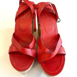 Miu Mui Wedge in Red w Ankle Strap 38.5